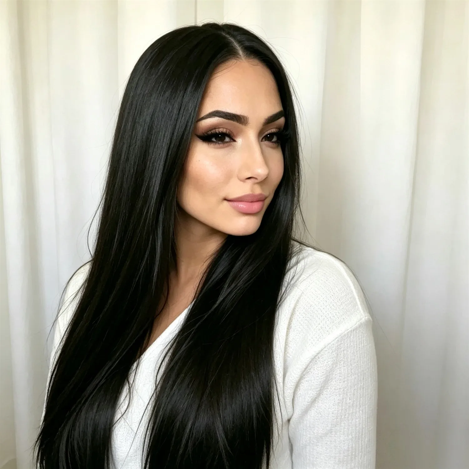 Straight Wig 30 Inch 2 Dark Brown Heat Resistant Synthetic Fiber Wig For Women With Side Bangs