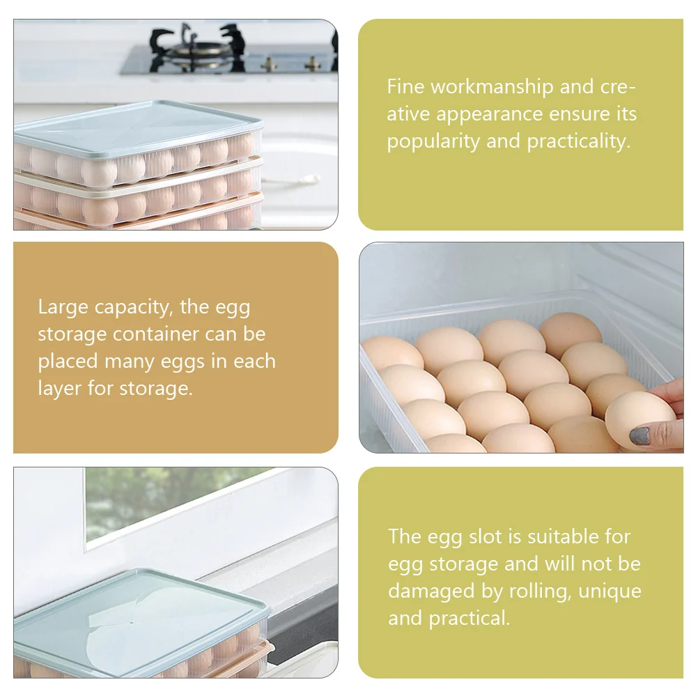 

2Pcs Refrigerator Egg Storage Box Stackable Plastic Case Large Capacity Secure Lid Fridge Organizer Egg Stackable Type Box