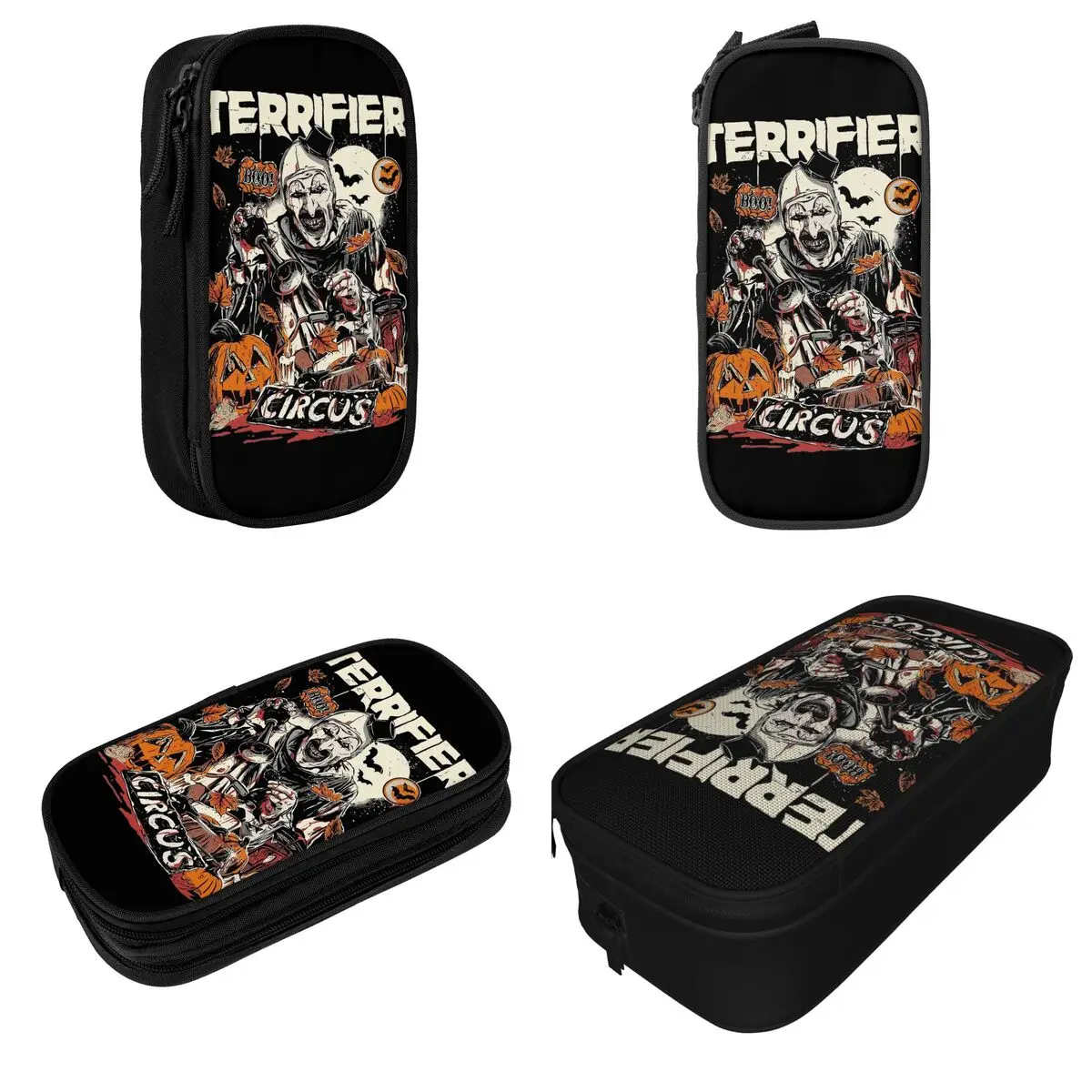 Retro Terrifier Movie Pencil Case Lovely Clown Horror Art Halloween Pen Holder Bag Kids Big Students School Cosmetic Pencilcases