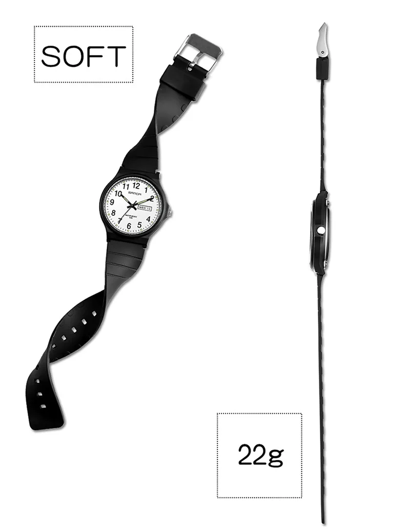 SANDA 9072 Personalized Casual Simple Waterproof Night Light Date Silicone Strap Youth Quartz Watch Men's and Women's Gifts