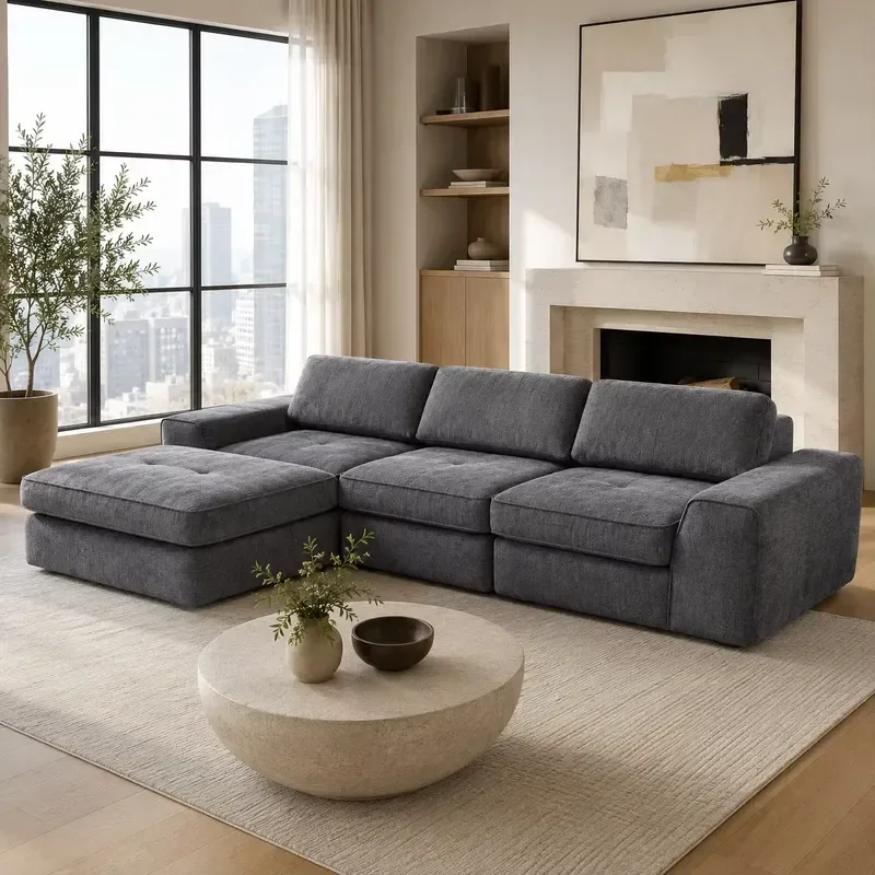 Modular L Shaped Sofa Cover for Cloud Sofa Luxury Vacuum Compressed Replacement Slipcover Compatible with Sectional Couch