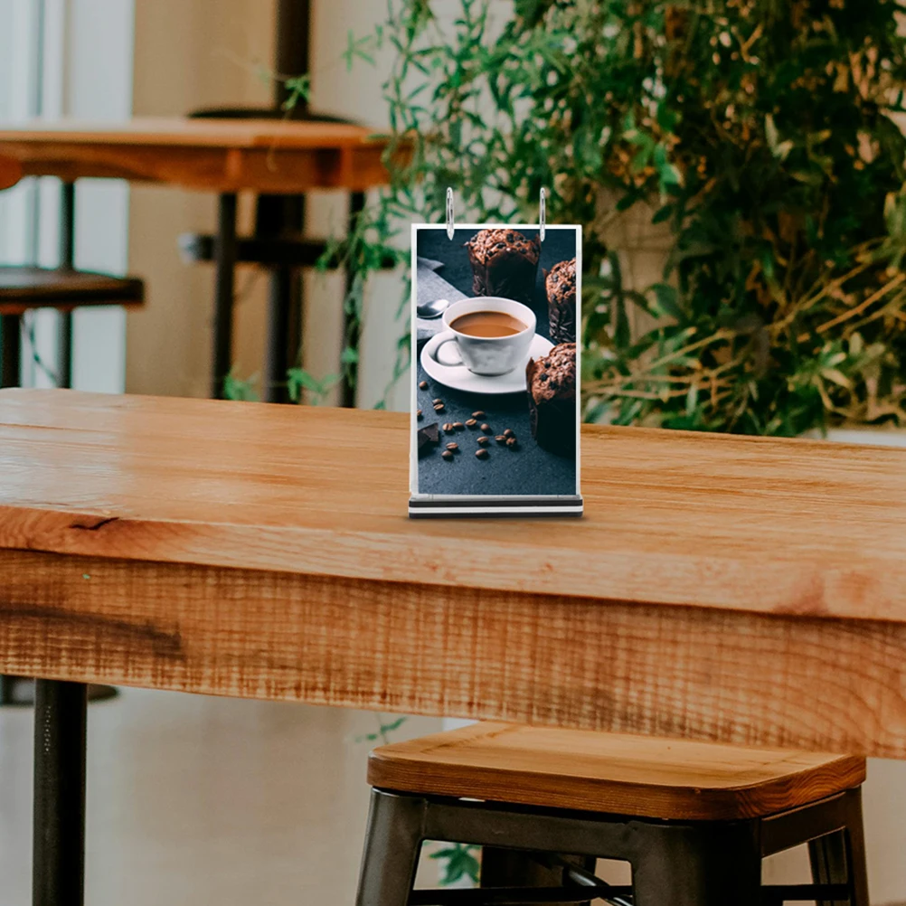 2pcs Acrylic Menu Display Holder Flip Page Cover Poster Frame Advertisement Table Sign For Bar Cafe Restaurant Organizer