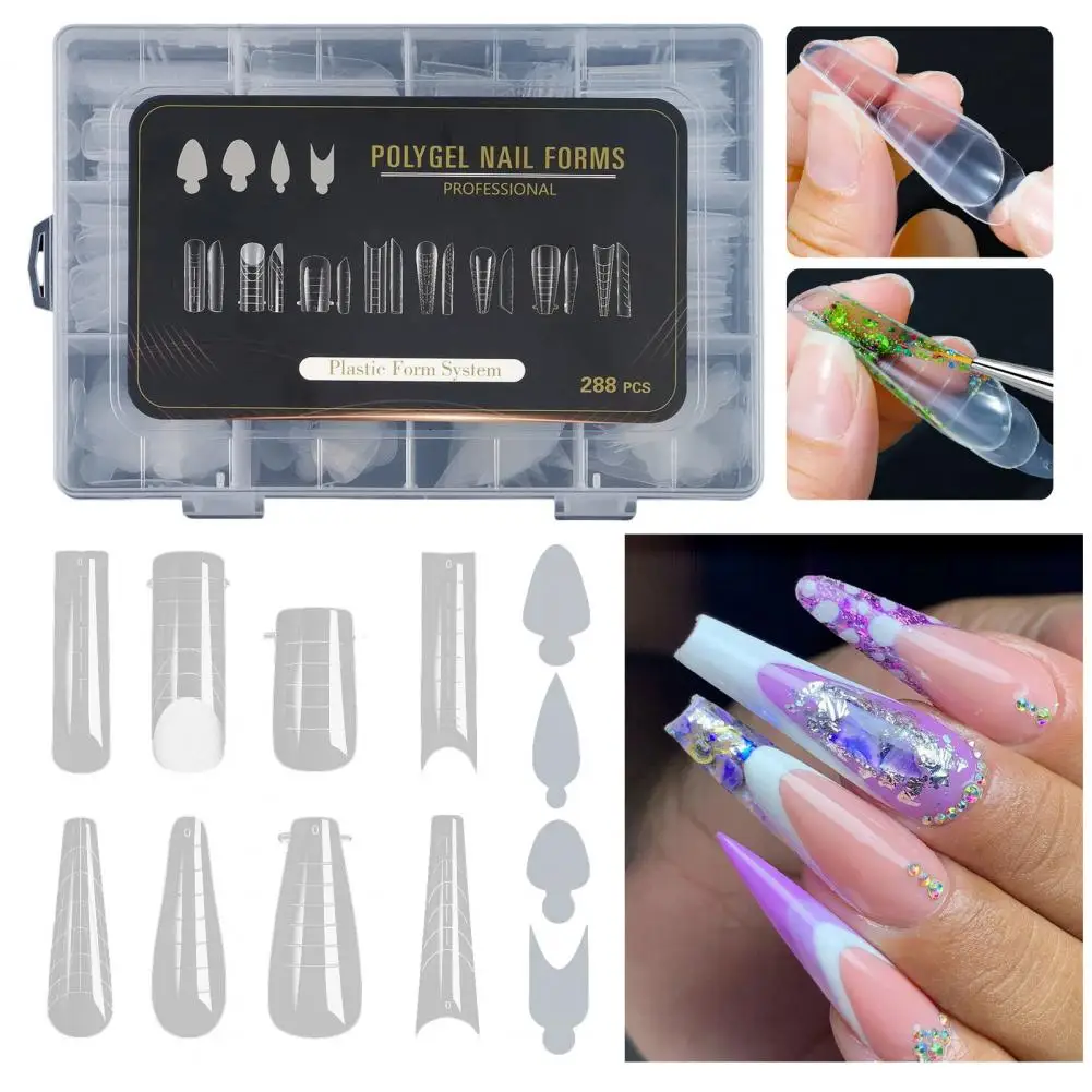 Moldes para uñas, accesorios de esmalte de uñas, Juego de puntas de uñas para manicura Diy, accesorios de extensión fáciles de quitar, ajuste falso, fácil de usar, 288 unids/caja