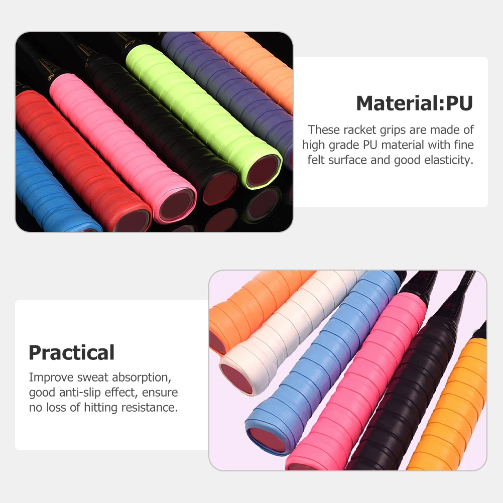 

10 Rolls Racket Grip Tape for Tennis Badminton Handle Overgrip Pu Material Sweat Absorption Anti Slip Durable Accessories