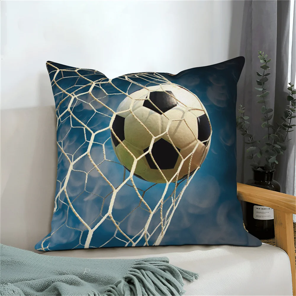 Funda de almohada con estampado de fútbol, cubierta de cojín para decoración del hogar, sofá, Coche