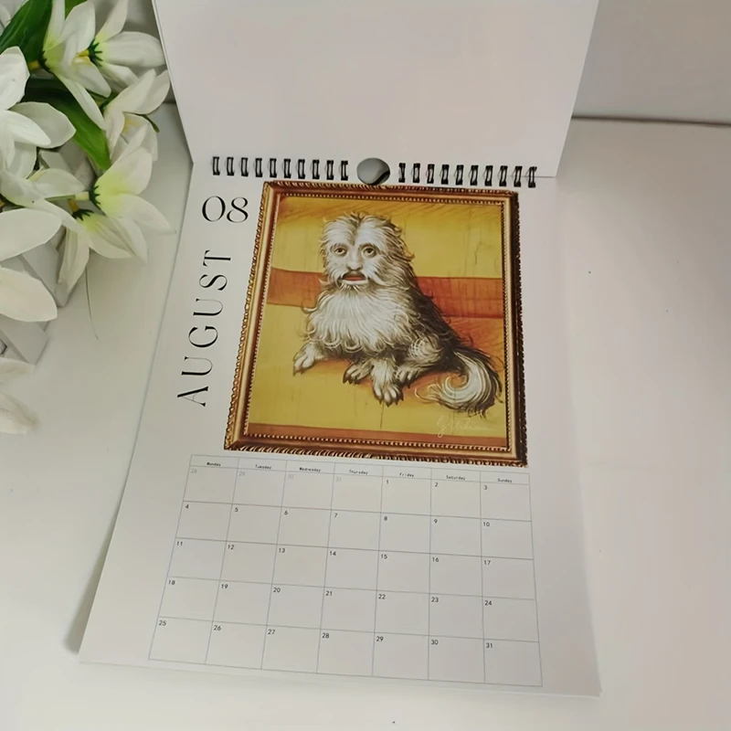 Renaissance Calendar,2025 Wall Calendar Art - Special Thick Sturdy Ugly Dog Wall Calendar For Organizing