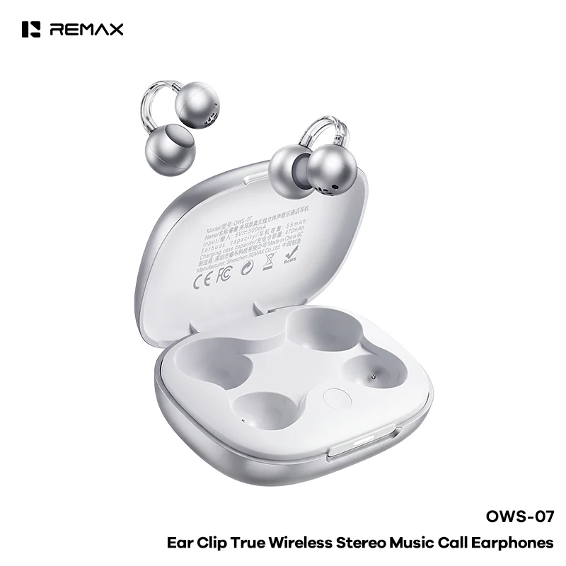 Remax OWS-07 Open Ear Oordopjes Draadloos Metalen Bolvormig 8H Instant Vertaler Oortelefoons Bluetooth ENC Mic Sport Hoofdtelefoon APP Nieuw