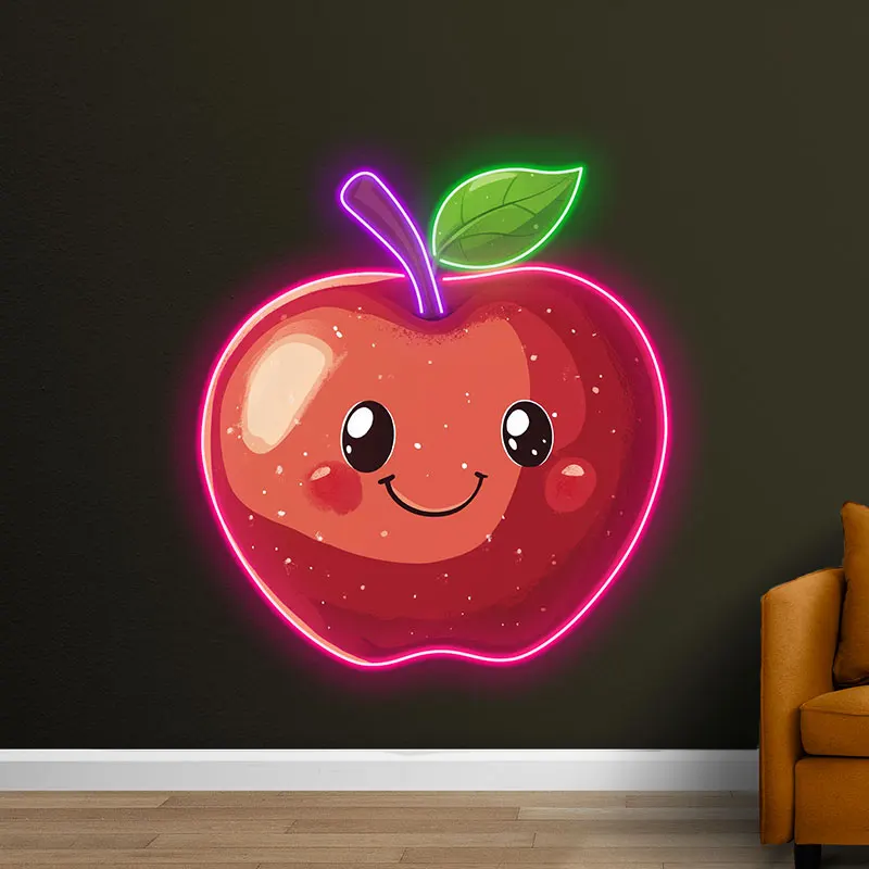 Apple Custom Neon Sign, Cute Apple Neon Light, Fruit Shop Wall Decor Sign, Apple Led Light for Kids Room, Birthday Gift for Kids