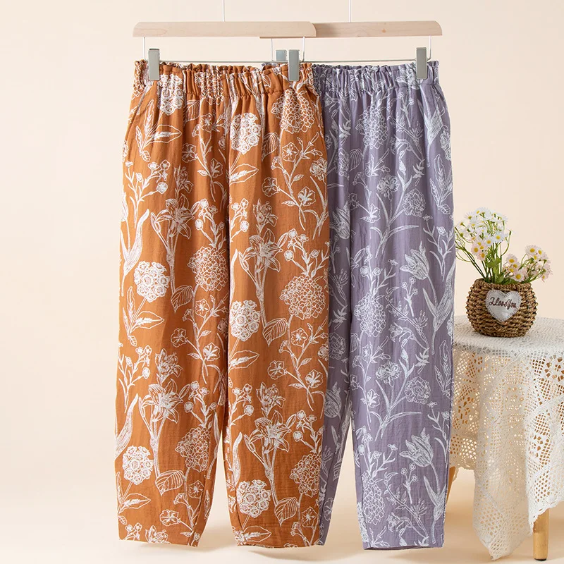 Pantalón Pijama Mujer جديد الطباعة 100% القطن ربيع الخريف ملابس خاصة بانت للنساء الراحة غير رسمية المنزل منامة بنطلون