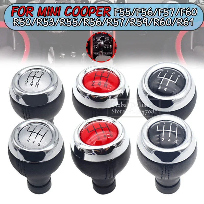 For Mini Cooper R55 R56 R57 R58 R59 F55 F56 F54 F57 5/6 Speed Manual Gear Shift Knob PU Leather Lever Shifter Knob Handle