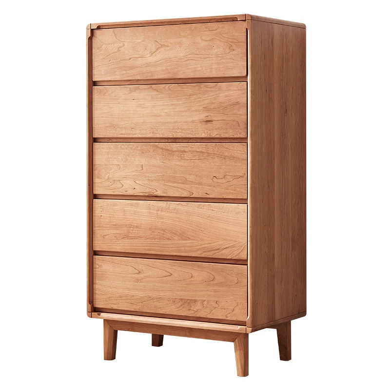 

Cherry wood solid wood five bucket cabinet, storage cabinet, Nordic bedroom drawer cabinet, Japanese style