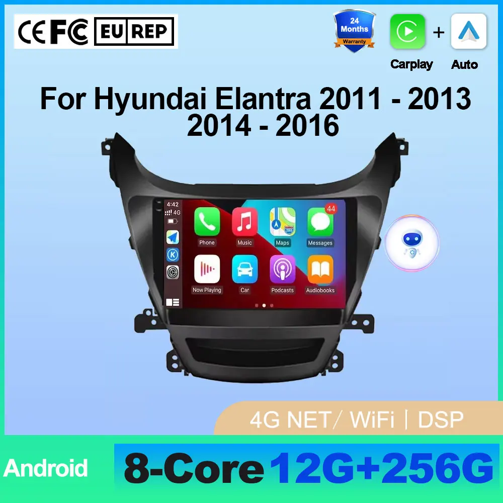 

ОС Android для Hyundai Elantra 2011-2013 2014-2016 Мультимедийный стерео видео Автомобильный радиоплеер GPS-навигация 4G + WIFI Bluetooth