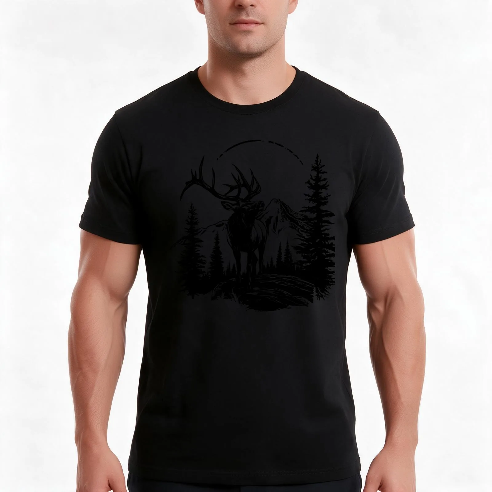 Elk Bull, Camping, Adventure, Hiking T-Shirt, Summer Casual Cotton Tee, Oversized Streetwear Tops, Vintage Graphic Print