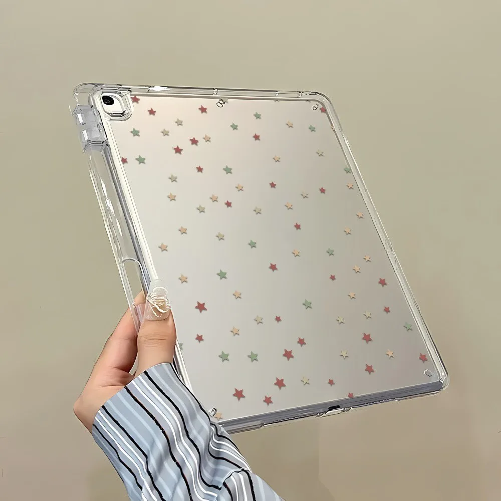 Y-Fold Edge High Clarity Tablet Case for Apple iPad Pro 11 2021/2022 Mini 6 8.3 with Pencil Holder Vintage Ditsy Multicolor Star