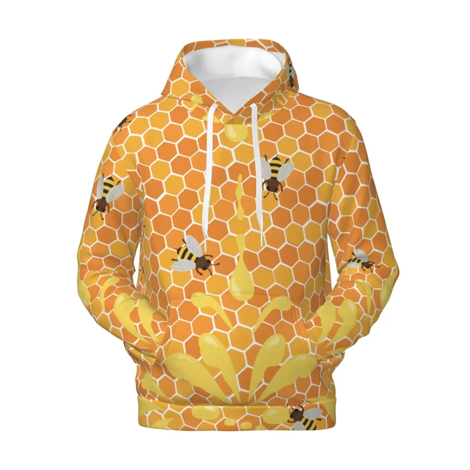 Bee Floral Hoodies HoneyComb 3D Print Men Women New Casual Hooded Sweatshirts Oversized Pullover Streetwear Tops Unisex Clothing