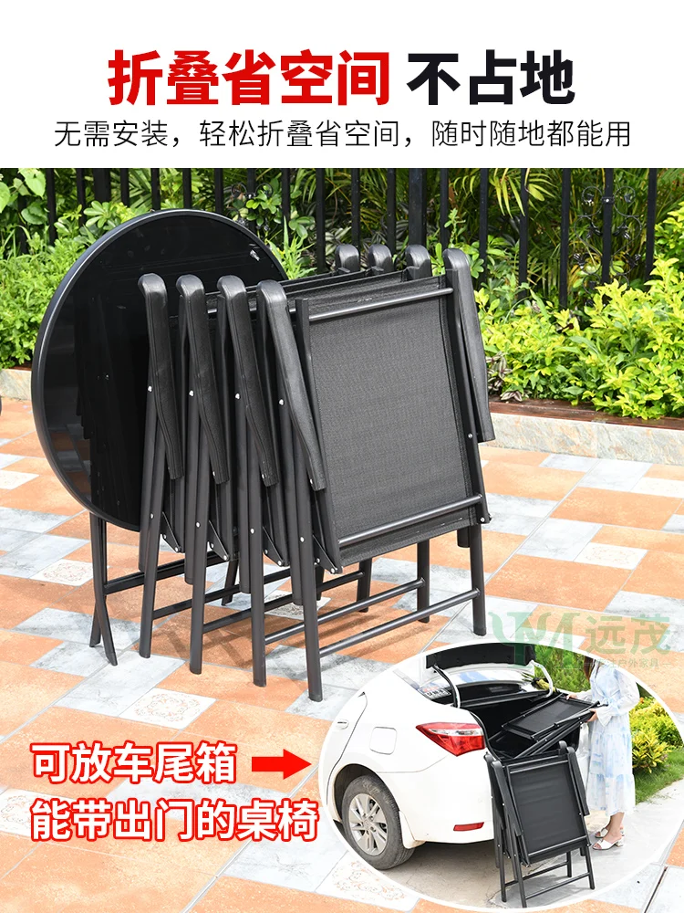 Yuanmao Outdoor Table and Chair Foldable Balcony Tea  and Chair Combination Balcony  Small Tea Table O