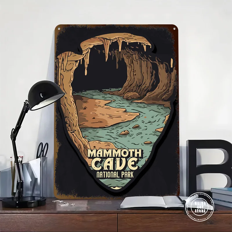 Vintage Mammoth Cave National Park Tinplate Poster Custom Wall Art Vintage Metal Signs Retro Tin Plaque for Room Decor Men Home
