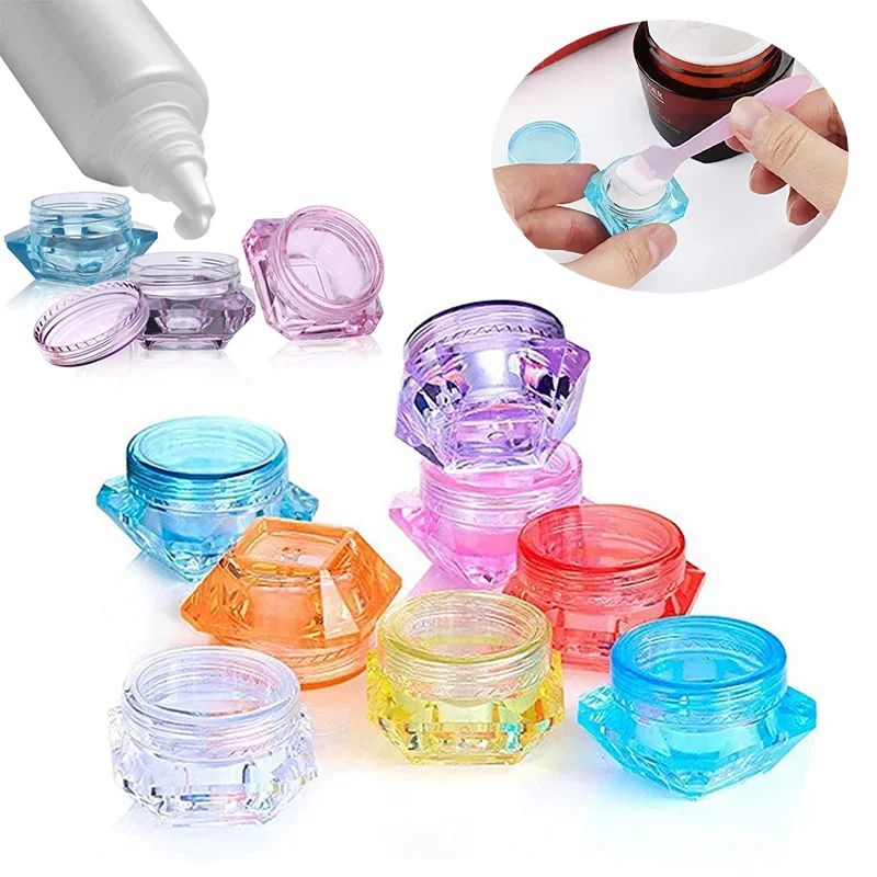 

100pcs 3g 5g Plastic Clear Diamond Shape Jars Cosmetic Container Travel Refillable Sample Pots for Creams Makeup Bead Eye Shadow