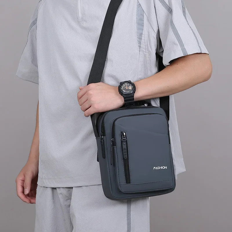 Men Casual Shoulder Bag, Large Capacity Multifunctional Outdoor Handbag for Daily Travel, Breathable Crossbody Phone Bag
