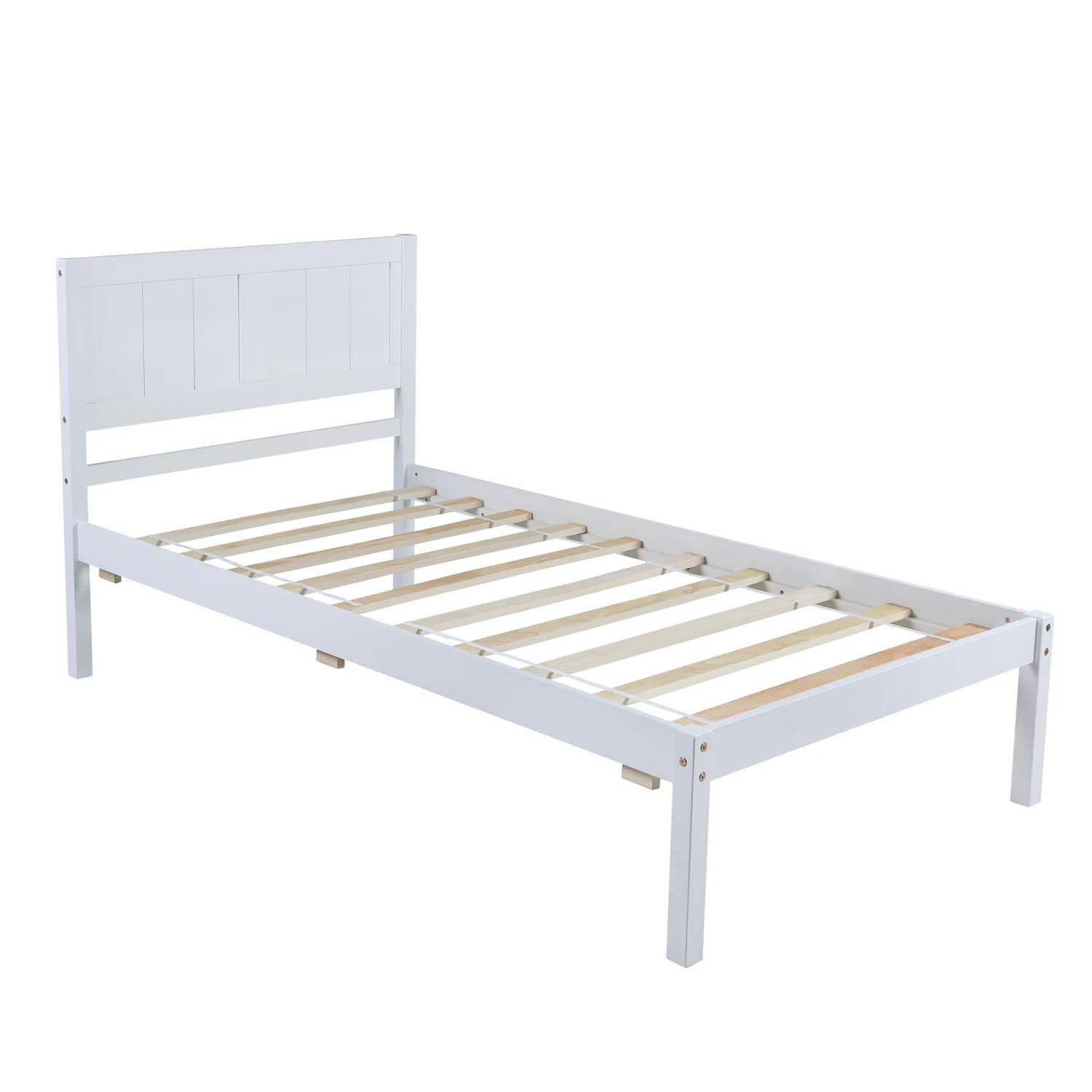 Wood Twin Size Platform Bed with Headboard - Premium Quality Solid Wood Bed Frame for Comfort and Style