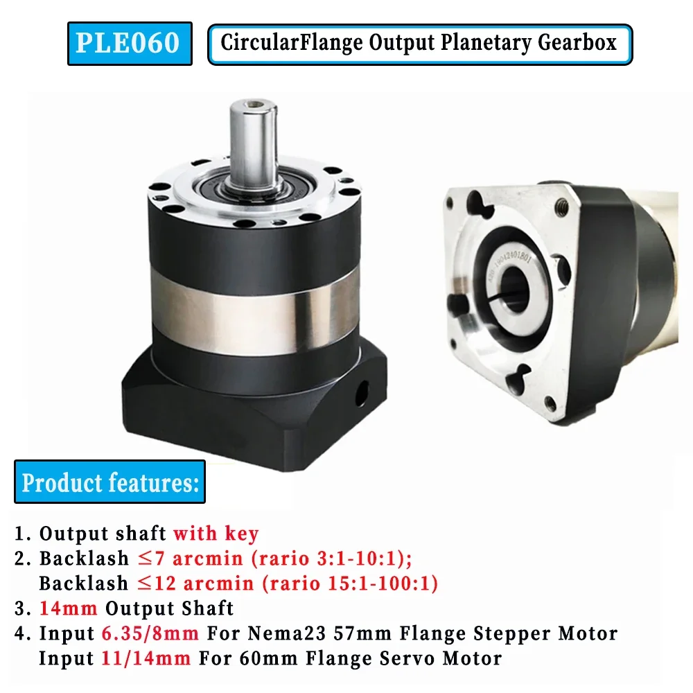 Nema 23 Planetary Gearbox Stepper Motor Reducer Speed Ratio 3:1 5:1 10:1-100:1 60mm Servo Motor Reducer 7 Arcmin Reducetion Gear