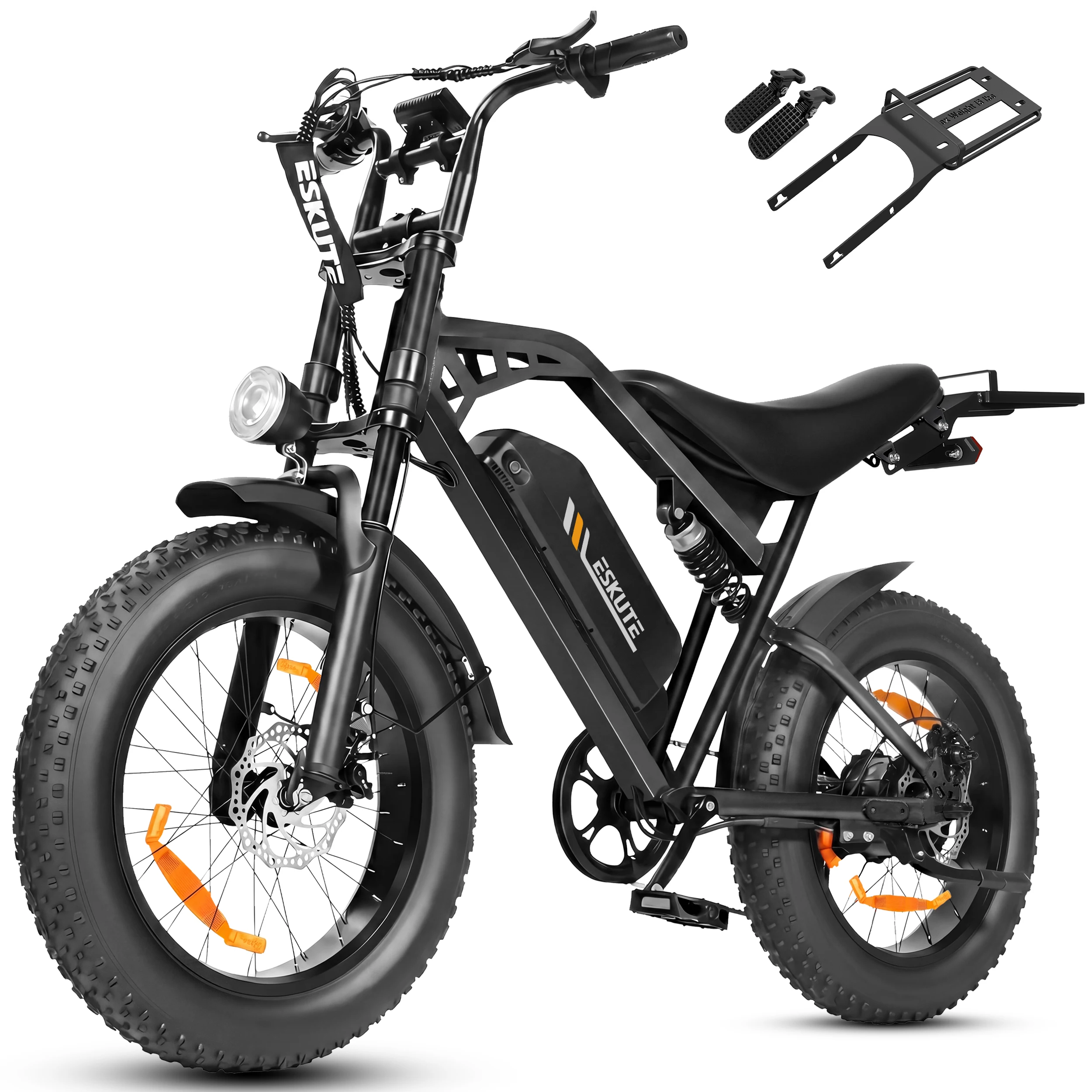 ESKUTE V202 elektrische fiets voor volwassenen, 250W vermogen, 48V 20,8Ah-accu, actieradius van 50-80 km, 20*4,0 inch terreinbanden.