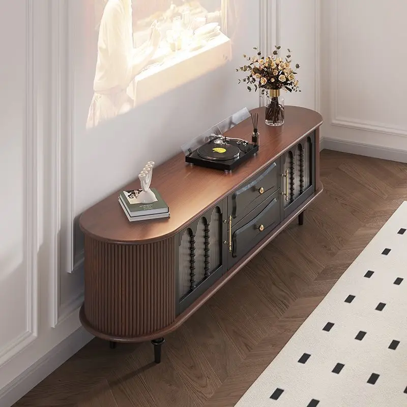 ريترو، خشب متين، خزانة تلفزيون، أسود، شقة صغيرة، غرفة معيشة، خزانة، أثاث القرون الوسطى #4