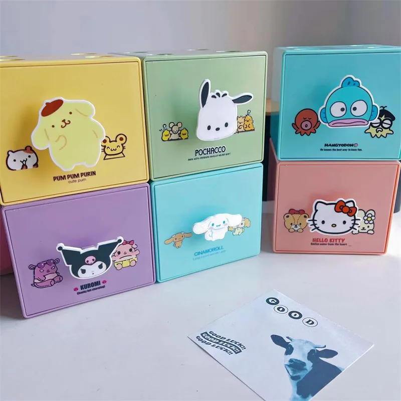 

Kawali Sanrio Hellokitty Kuromi Cinnamoroll похватка pompurin Hangyodon конфеты цветной квадратный ящик для хранения Diy коробка для макияжа девушка