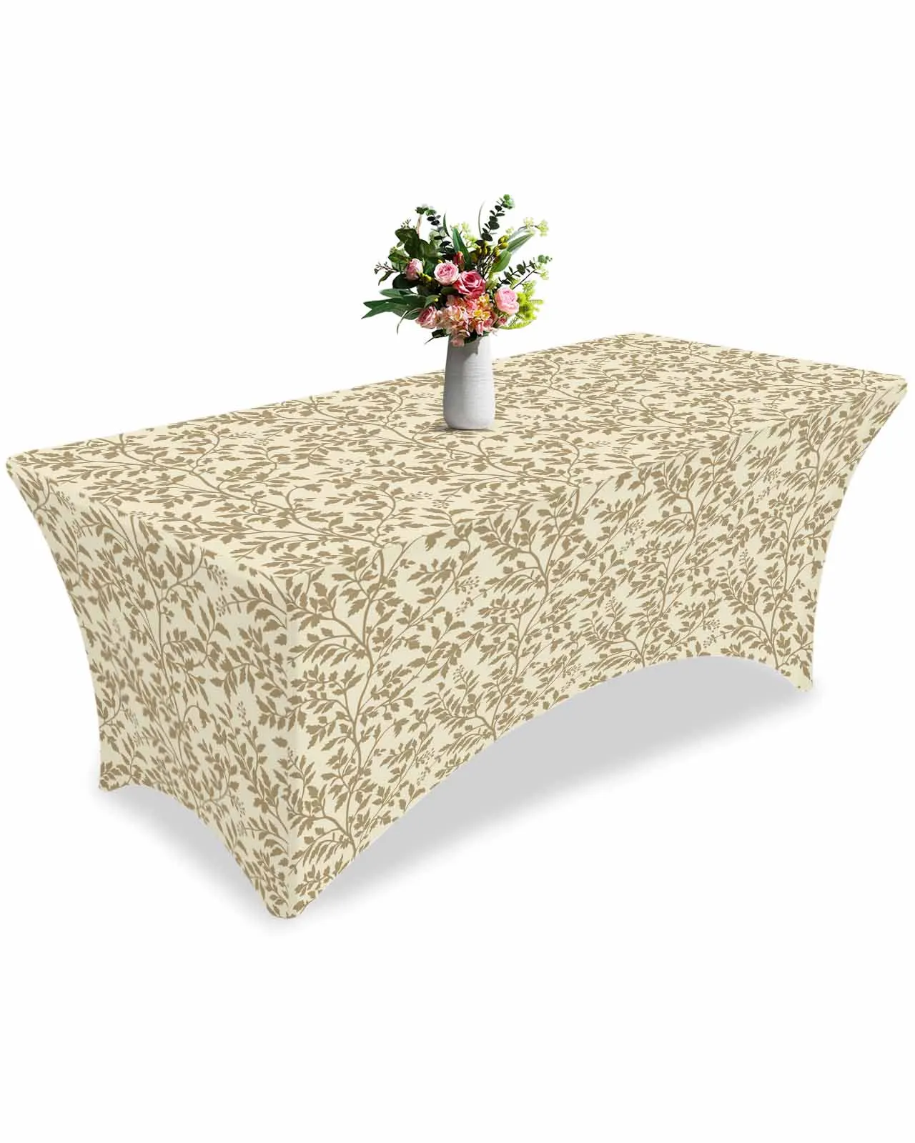 Flowers Leaves Branches And Plants High Stretch Tablecloth Wedding Party Decor Elastic Print Table Cover Outdoor Table Cloth