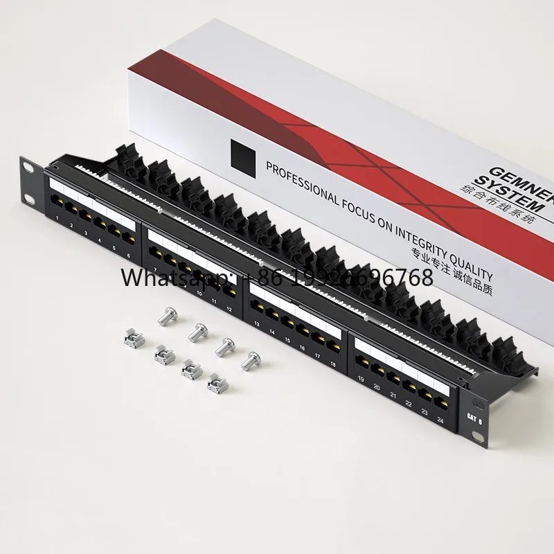Industrial Grade 19 Inch Type Networking Cabling 24 Port 1U Cat6 Patch Panel