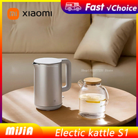 New Xiaomi Mijia Electric Kettle S1 Hot Water Kettle Home Double Steel Double Layer 316 Stainless Steel 1800W High Power 1.7L