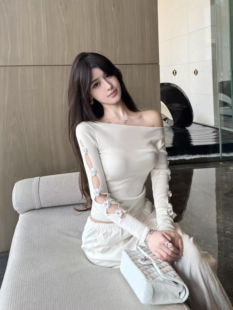 

Сексуальная женская футболка с длинным светом, новинка 2025, дизайн Sle ort, чистое желание, эффект похудения, удобная, мягкая, M...