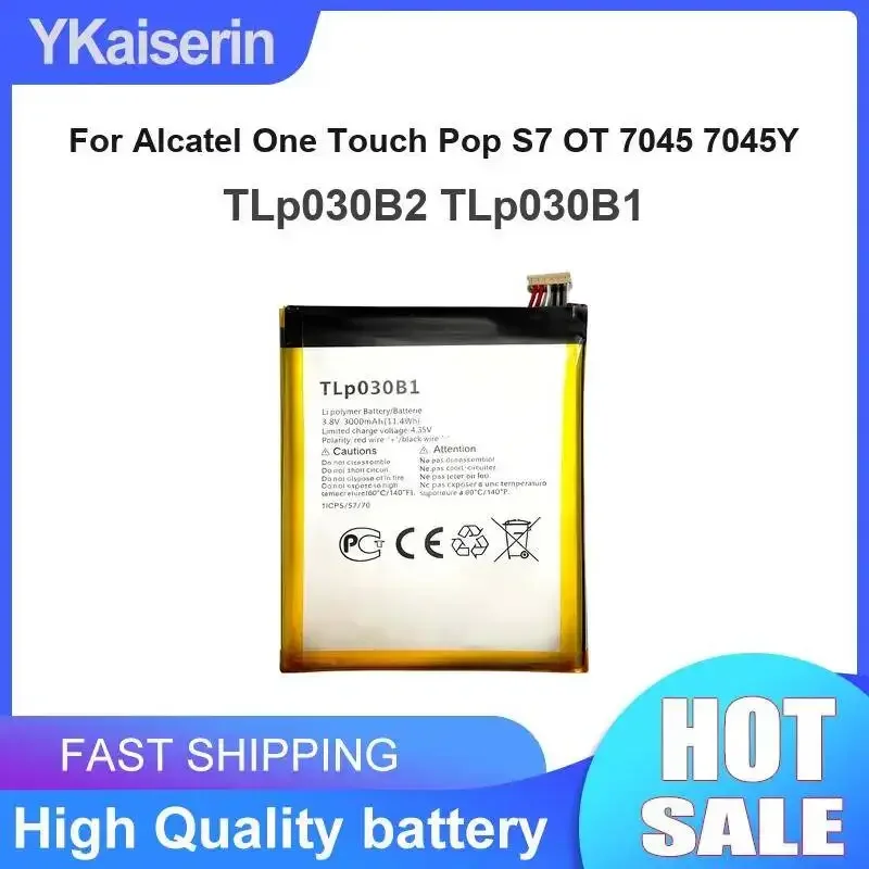 For Alcatel One Touch Pop S7 OT 7045 7045Y Mobile Phone Battery TLp030B2 TLp030B1 Portable 3000mAh Premium Replacement