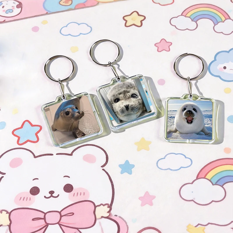 Seal Animal Acrylic Keychain Handmade Hanging Ornaments for Clothes Backpack Decoration Accessories Gifts with Friends