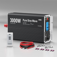 HOULI continuous 1500W 2000W 2500W 3000W Pure Sine Wave Power Inverter 12V 24V to 220V EU Plug LCD USB Remote for RV Car Solar