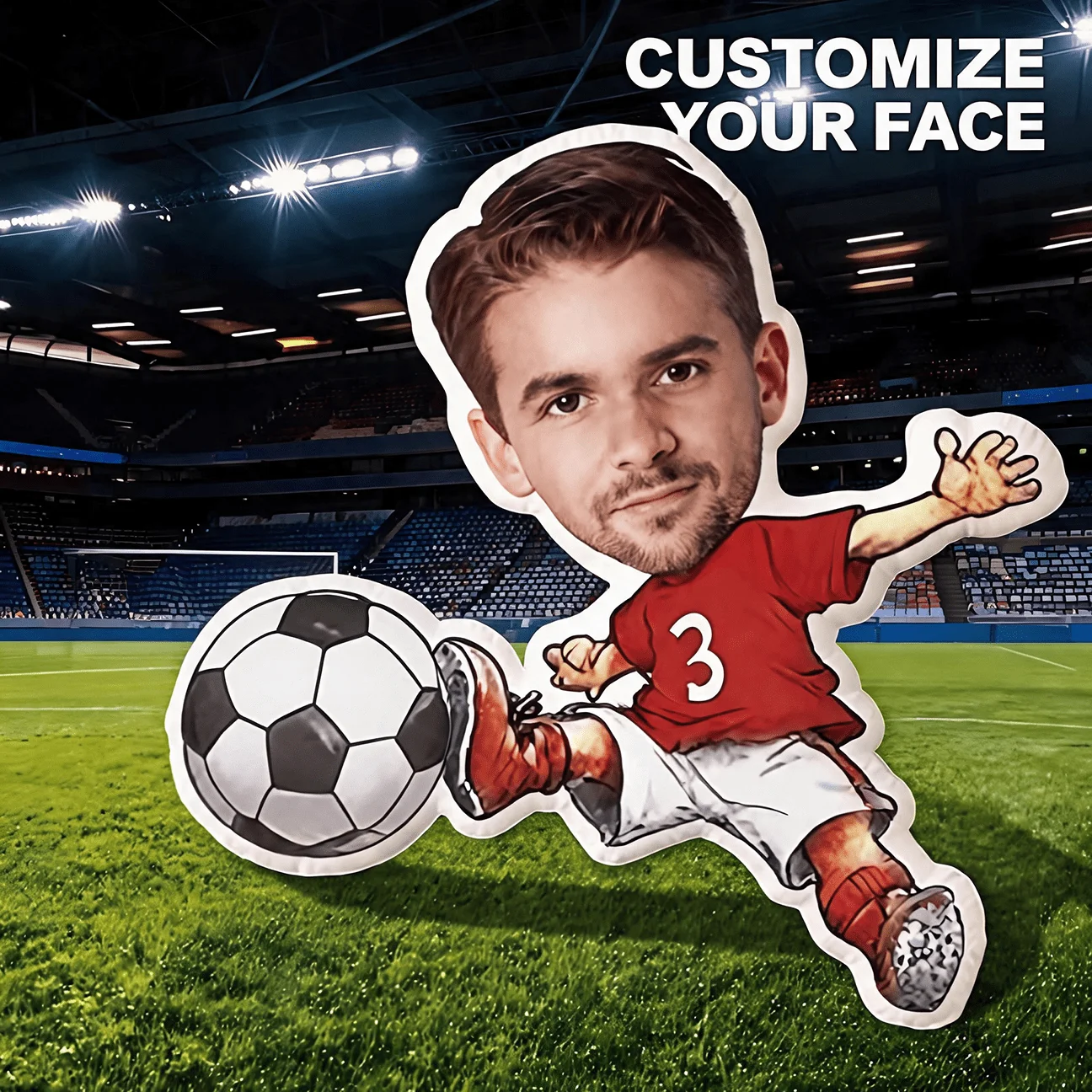 Custom Personalized Photo Face Pillow, Football Player Style Custom Shaped Decorative Cushion, 60CM Home Decor Accent Pillow for