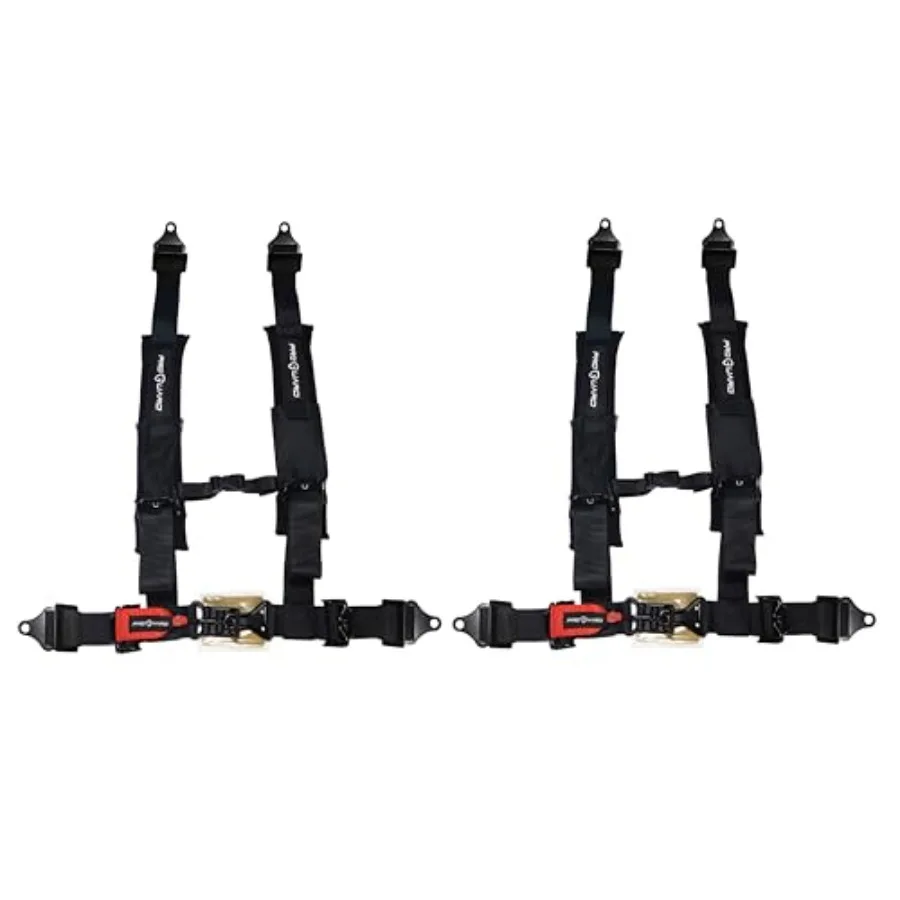 

Black 4 Point Harness with 2" Nylon Straps - Universal Off-Road Safety Belt - Fits Polaris Can-Am Kawasaki and More UTVs ATVs S