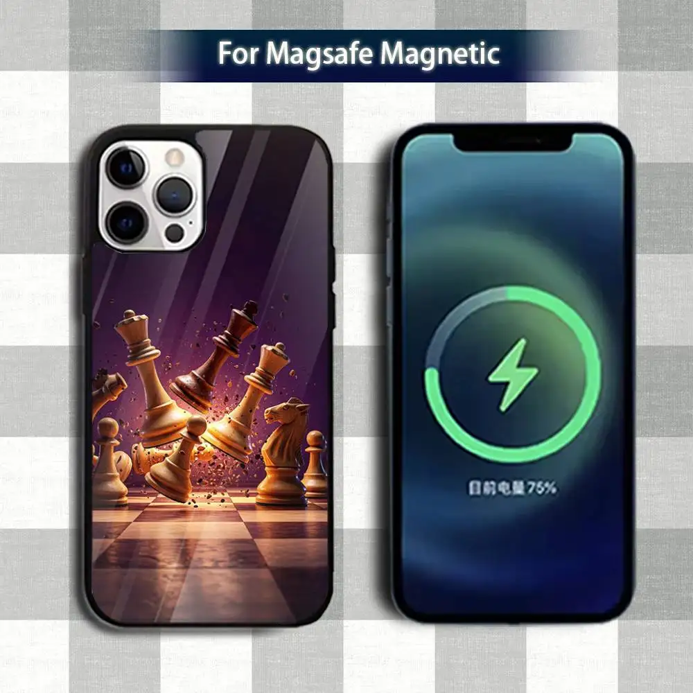 Black and white Chess Board Phone Case For iPhone 13,12,15,17,11,16,14,Pro,Max,Plus,Mini,Magsafe,Magnetic Wireless Charging Case