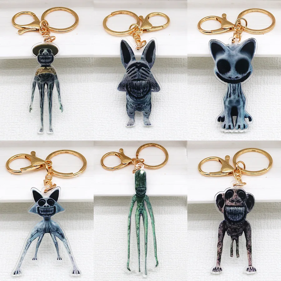 New Zoonomaly Cat Keychain Horror Doll Zoo Anomaly Acrylic Animals Toy Figure Backpack Pendant Cosplay Cute Kids Fans Collection