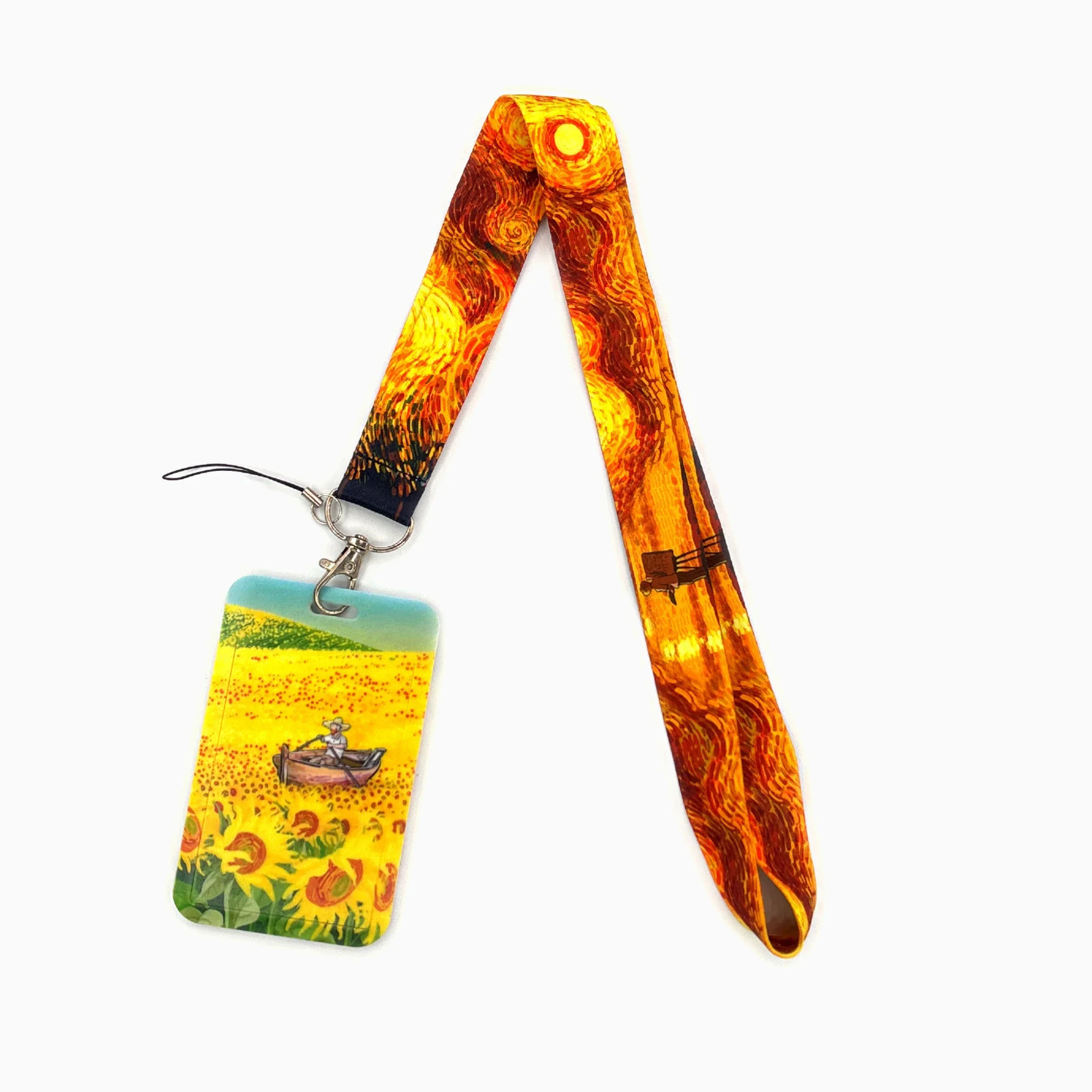 Soporte para insignia de nombre de la serie Van Gogh, cordón para tarjeta de visita, Correa colgante para el cuello, tarjetero de identificación para niño, funda para tarjeta de puerta, regalo pequeño