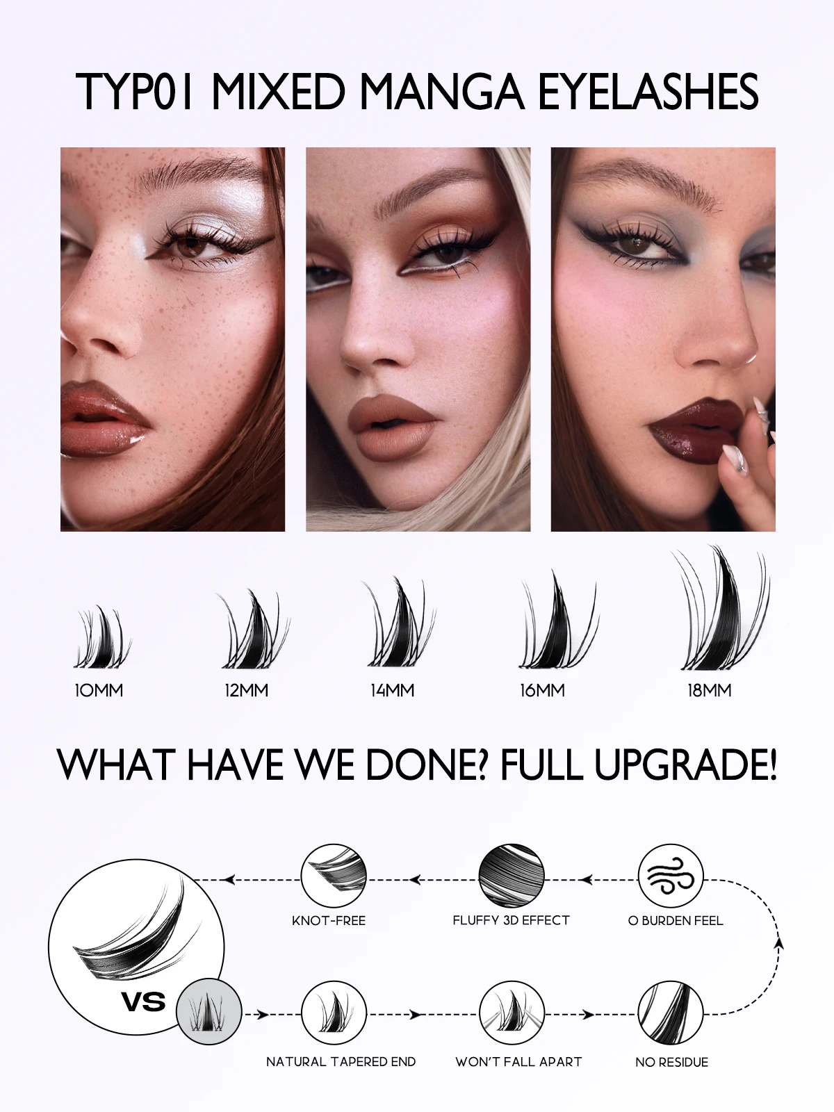 Manga Lashes Kit Natural Volume Cluster Eyelashes