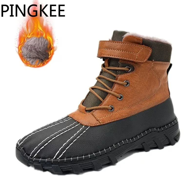 PINGKEE VENOCON Winter Barefoot Leather Woman Casual Wide Toebox Nose Shoes Men Women Snow Boots Sneakers With Fur Footwear Man