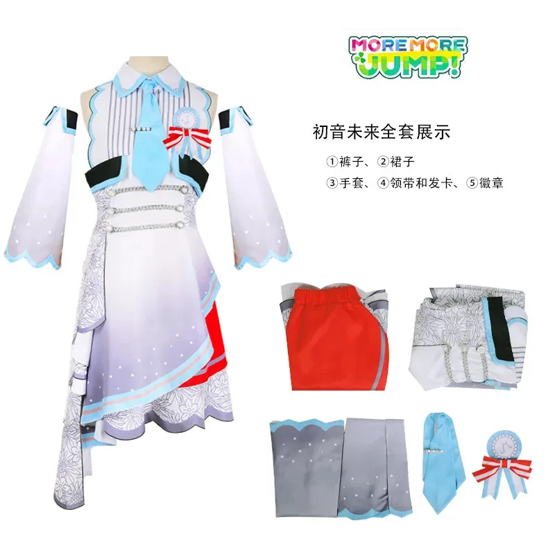 PJSK Cosplay Costume Wig Miku 3rd Anniversary Uniform Women Fashion Printed Dress Outfit Halloween Christmas stage Clothing vl;6