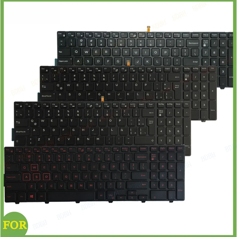 Teclado para portátil Dell Inspiron 15 3000 3541 3542 3543 3546 3559 3551 3552 3558 3550 3567 3878, compatible con EE. UU./Reino Unido/España/República Checa/Latinamérica
