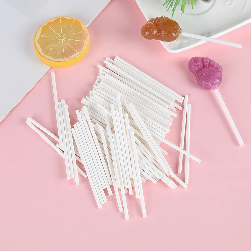 20/80 pçs plástico lollipop vara seguro branco bolo otário varas para chocolate açúcar doces lollypop diy molde bakeware ferramenta