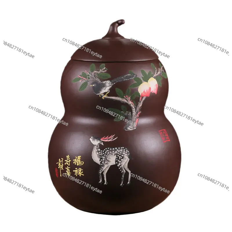 New ceramic rice tank, purple sand rice tank with lid, large rice bucket, flour bucket, soybean bucket 10kg 25kg, gourd type