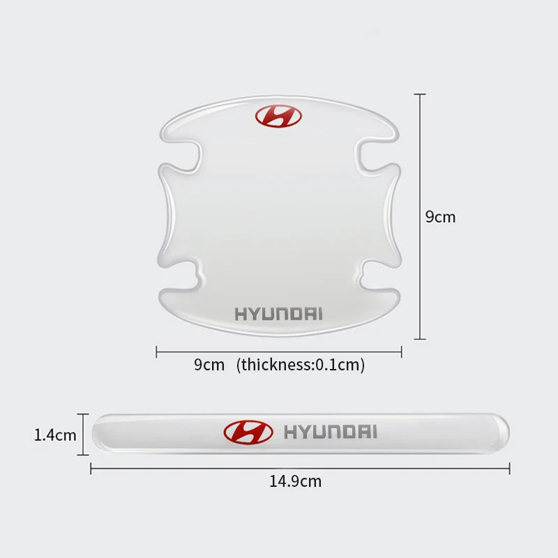 لشركة هيونداي لين توكسون كونا سوناتا فيلوستر i30 i20 شفافة تصفيف السيارة مقبض الباب حماية ملصقات وعاء الباب الخارجي #2