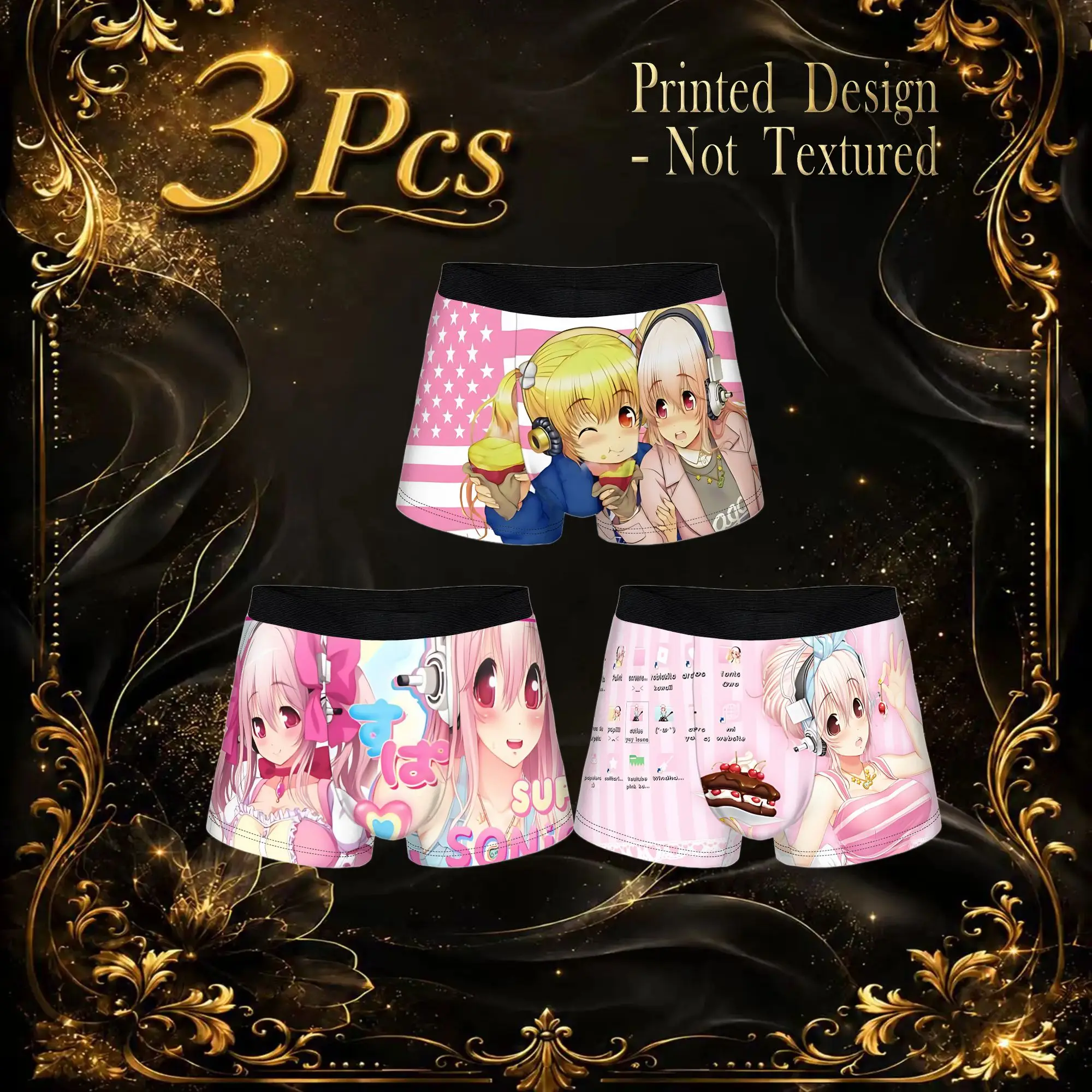3Pcs Super Sonico boxers  Underpants Homme Panties Men's Underwear Ventilate Shorts Boxer Briefs