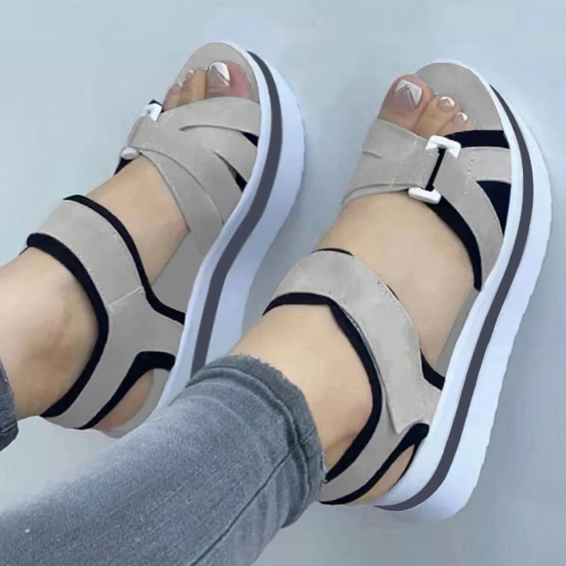 Sandalias de cuña para Mujer, zapatos de plataforma con tacones, suaves y elegantes, Verano