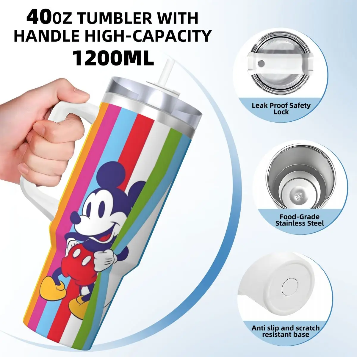 Mickey Mouse Tumbler Hot Drinks Water Bottle Heat Preservation Stainless Steel Coffee Mug Design Camping Mugs Cup